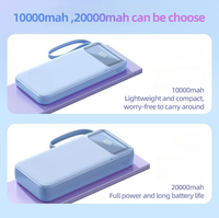 Cadeau personnalisé avec logo / Batterie externe de camping haute capacité 10000 mAh / 20000 mAh avec écran LED 22,5 W PD, 4 câbles intégrés et double port USB