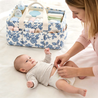 Organisateur de couches pour bébé à motif floral, avec séparateurs amovibles, en polyester résistant à l'eau, grande capacité, matelas à langer portable