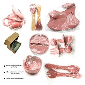 Vajilla Infantil de Diez Piezas, Kit de Alimentación para Bebés, Plato, Tazón, Cuchara, Tenedor, Babero de Silicona, <span class=keywords><strong>6</strong></span> <span class=keywords><strong>Meses</strong></span>+ - Product Image 5