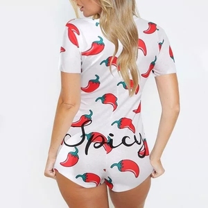 Mono de Manga Corta con Estampado de Letras, Cuello en V, Ropa de Dormir, Pijama, Mono para Mujer Adulta, Gran Venta 2020 - Product Image 2