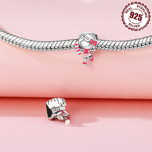 Bijoux fins S925 argent massif mignon petite princesse mignon <span class=keywords><strong>petit</strong></span> <span class=keywords><strong>Prince</strong></span> charme pour Bracelet Original bijoux à bricoler soi-même accessoires - Product Image 2