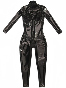 <span class=keywords><strong>Combinaison</strong></span> sexy en PU et <span class=keywords><strong>latex</strong></span> pour <span class=keywords><strong>femme</strong></span>, body sculptant amincissant, col montant court, noir brillant, élastique, pour la danse en boîte de nuit - Product Image 6