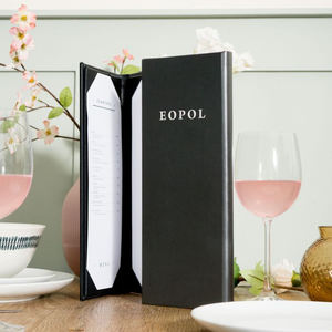 Manufacturer Popular Faux Leather Gatefold Menus Three Pages Menu Holder with Corner Mount Interiors - Product Image 3