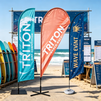 Drapeau publicitaire numérique imprimé personnalisé avec logo pour événements extérieurs, bannière volante en forme de goutte d'eau pour la plage, promotion, drapeau plume imprimé numériquement