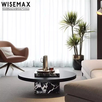 WISEMAX FURNITURE Table basse de salon minimaliste de luxe marbre noir table basse ronde en bois massif pour hôtel maison villa