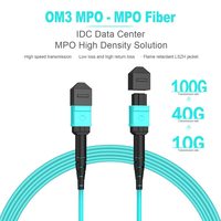 Cable de Conexión Multimodo OM3 de Baja Pérdida de 1m, MPO de 12 Núcleos, Tipo B, LSZH Aqua, para Redes 40G 100G QSFP QSFP28