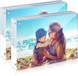 Cadre <span class=keywords><strong>photo</strong></span> magnétique N52 en acrylique transparent épais double face pour bureau, supporte la taille et le logo personnalisés - Product Image 1
