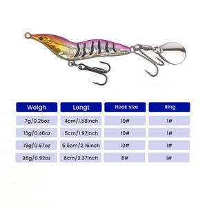 Leurre de pêche métallique crevette pour lancer longue distance 7g 13g 19g 26g, spinnerbait rotatif, leurre dur imitation crevette - Product Image 2