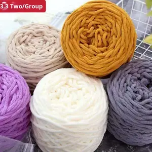 Zapatillas de ganchillo de hilo de poliéster 100% al por mayor bola grande tira de hielo pequeña diseño DIY <span class=keywords><strong>zapatos</strong></span> lana gruesa algodón hebra única grande - Product Image 3