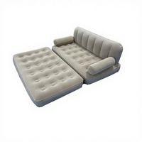 Canapé gonflable en tissu floqué Highwin, convertible en lit d'appoint avec pompe électrique intégrée pour 2 personnes, utilisation en salon