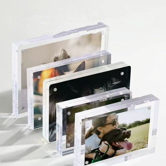 Customizable Logo Double-Sided Clear Acrylic Block Photo Frame with Magnet Decoration Frameless Picture Frame
