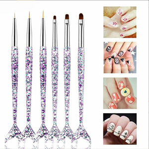 Pinceau à ongles en gel avec manche en queue de sirène, pinceau à gel acrylique pour ongles, nouveau design, poils en nylon, pinceau de manucure pour salon, pinceau de peinture UV pour gel - Product Image 4