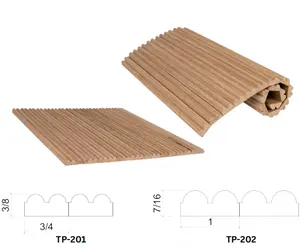 Dinding kayu tambal setengah bulat gulungan Panel dinding fleksibel melengkung bergalur pelapis Panel dinding Slat Paneling
