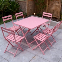 Tables pliantes d'extérieur modernes, chaises de patio 2/4/6 Set table et chaises pliantes en métal et acier