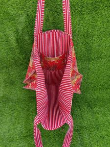 Sac fourre-tout en coton à imprimé floral matelassé écologique sac à bandoulière Boho Hippie réversible marché de voyage plage imprimés d'animaux imprimés à la main - Product Image 4