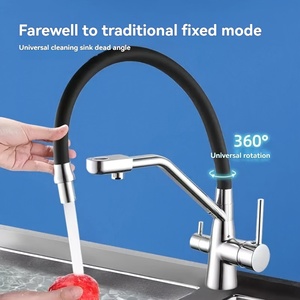 <span class=keywords><strong>Grifo</strong></span> de cocina extraíble de 3 rociadores <span class=keywords><strong>con</strong></span> <span class=keywords><strong>grifo</strong></span> de latón de un solo orificio giratorio de 360 grados para fregadero de cocina para hoteles a precios bajos - Product Image 3