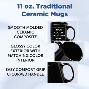 Mug personnalisé Mug à café personnalisé |   Impression par transfert thermique sur céramique, ajouter une photo/texte/nom/logo, cadeau personnalisé pour un usage quotidien (noir) - Product Image 4