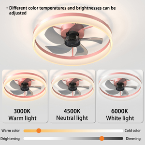 พัดลมเพดาน LED สีชมพู รุ่นติดเพดาน ยี่ห้อ USA Warehouse ใบพัดแบบกลับด้านได้ 5 ระดับความเร็ว ปรับความสว่างได้ พร้อมรีโมทคอนโทรล สำหรับห้องนอน - Product Image 3