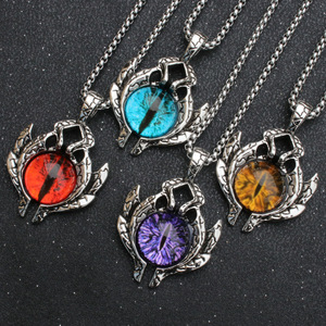 Vintage Edelstahl Evil Eye Halsketten Hip Hop Punk Stil Frauen Männer Jungen Mädchen Lange Pullover Kette Teufel Halskette Schmuck - Product Image 2