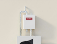 Système de pompe à chaleur à air avec réservoir tampon carré de 50 L autonome |   Réservoir d'eau en acier inoxydable isolé, électrique, USB, solaire, hôtel