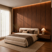Système de panneaux muraux en placage de noyer de luxe sur mesure, panneau mural moderne pour villa, hôtel, chambre à coucher