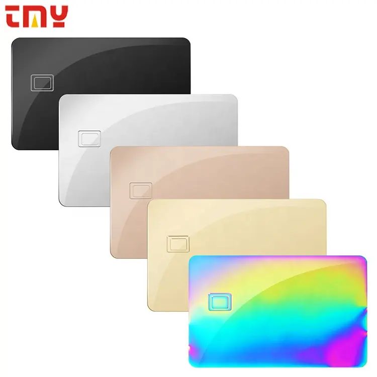 Personalizado negro/plata/oro rosa/Arco Iris/24K oro espejo reflectante en blanco Metal Banco Visa tarjeta de crédito de débito para grabado láser