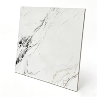 Ubin Porselen Tekstur Marmer Garis Emas Mewah 600x600mm High Gloss Dengan Ubin Urat Emas untuk Lantai Ruang Tamu dan Kamar Tidur Modern