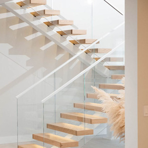 Escalera Flotante de <span class=keywords><strong>Madera</strong></span> Sólida para Interiores, Decorativa y Moderna, <span class=keywords><strong>con</strong></span> Viga Invisible, Prefabricada para Remodelación de Casas - Product Image 6
