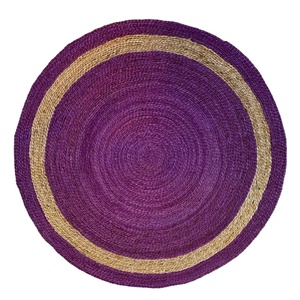Round Jute <b>Rug</b> Solid Color Braided Flat Pile Traditional Living Room Home Decor Spot Clean <b>Thin</b> 1 Piece - Product Image 6