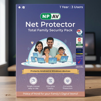 Pack de sécurité familial Net Protector Total, licence d'activation numérique d'un logiciel antivirus pour 3 utilisateurs pendant 1 an, pour appareils PC