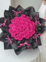Groothandel Heet Roze Grote Ge conserveerde Rozenboeket Aangepaste Logo Langdurige Eeuwige Bloem Romantisch Valentijnscadeau voor Bruiloft