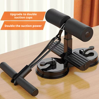 Barre de sit-up portable et durable en PP noir pour la maison avec corde de traction et double ventouse, appareil d'exercice abdominal pour hommes et femmes