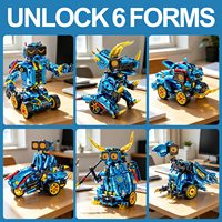 Blocs de construction programmables en plastique 6-en-1, ensemble de véhicules robotiques d'ingénierie, modèle DIY, télécommande, contrôle par application, jouets pour enfants