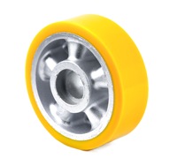 Roue pivotante industrielle de moyenne capacité 100x32mm à double roulement à billes, noyau en aluminium renforcé, polyuréthane jaune, charge 200kg