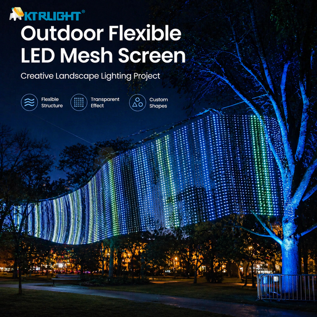 P50 Latvia Projects Outdoor Flexible LED Mesh Screen IP68 Waterproof Transparent Building Media Facade Pixel Grid Display