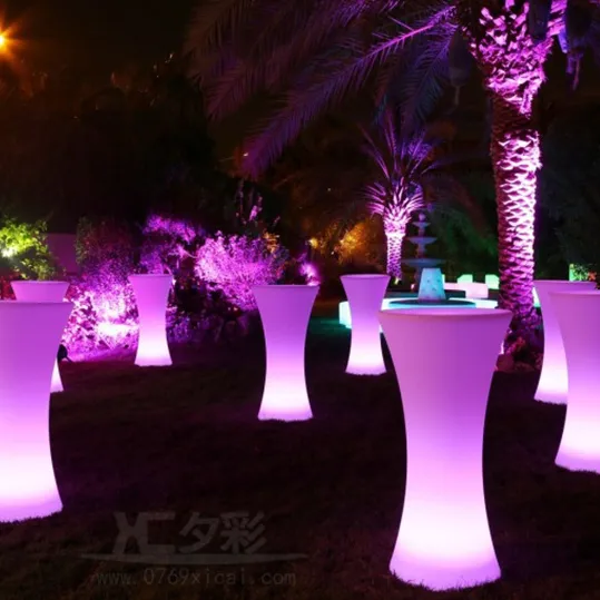 Tall portable outdoor garden furniture poker white ROUND plastic banquet catering bbq camping led pe table