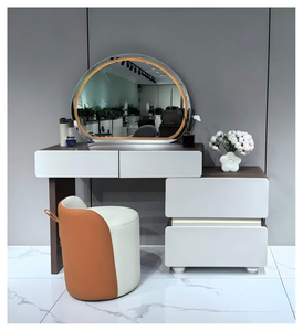 Modern Makeup Vanity <b>Table</b> With Lighted <b>Mirror</b> Storage Desk For Bedroom Furniture - Product Image 1