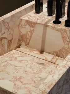 Tocador de baño cálido, lavabo Rosa hecho a mano, muebles de mármol rojo etrusco, lavabos Rossa personalizados - Product Image 2