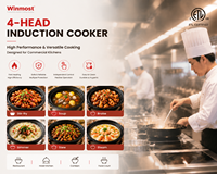 Kompor Induksi Stainless Steel 4 Tungku Heavy Duty Kontrol Independen Mode Hemat Energi Mudah Dibersihkan untuk Dapur Komersial