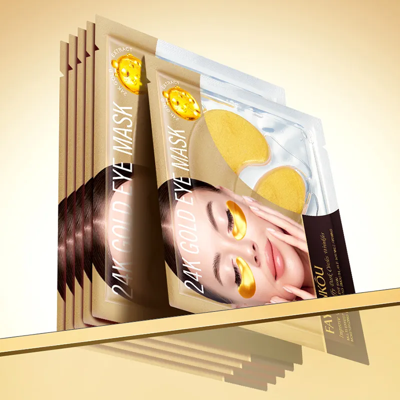 Oem Fayankou 24K Goud Oogmasker Private Label Collageen Anti-Aging Product Voor Het Verminderen Van Donkere Kringen Huidverzorging