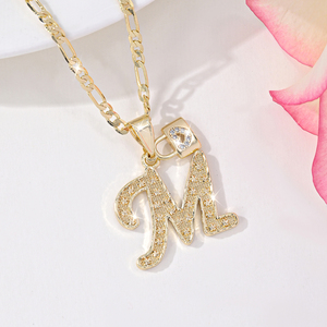 Collier avec pendentif lettre M en forme de Zircon plaqué or, motif chaîne à maillons, <span class=keywords><strong>pour</strong></span> la prière et <span class=keywords><strong>l</strong></span>'<span class=keywords><strong>amour</strong></span> maternel, cadeau religieux - Product Image 3