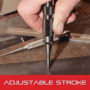 Premium Lightweight Knurled 5-1/4&quot; Automatic Center Punch <strong>11/16</strong>&quot; Diameter Adjustable Stroke Steel <strong>Chisel</strong> &amp; Punches - Product Image 4