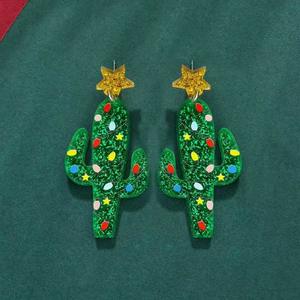 Pendientes colgantes de dibujos animados bonitos chapados en oro de mariposa de moda superventas transfronterizas, colgante de árbol de Navidad al por mayor - Product Image 6