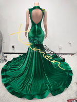 Ocstrade Vestido De Baile De Mulheres Robe De Soirée Robe De Bal Brodé Or Applique Strass Prom Longues Robes Couleur Verte
