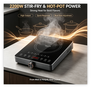 Table de cuisson à induction 2200W à double commande tactile, panneau en cristal CCA 16*27, bobine personnalisée, boîtier en acier noir et blanc, <span class=keywords><strong>cuisinière</strong></span> domestique - Product Image 5