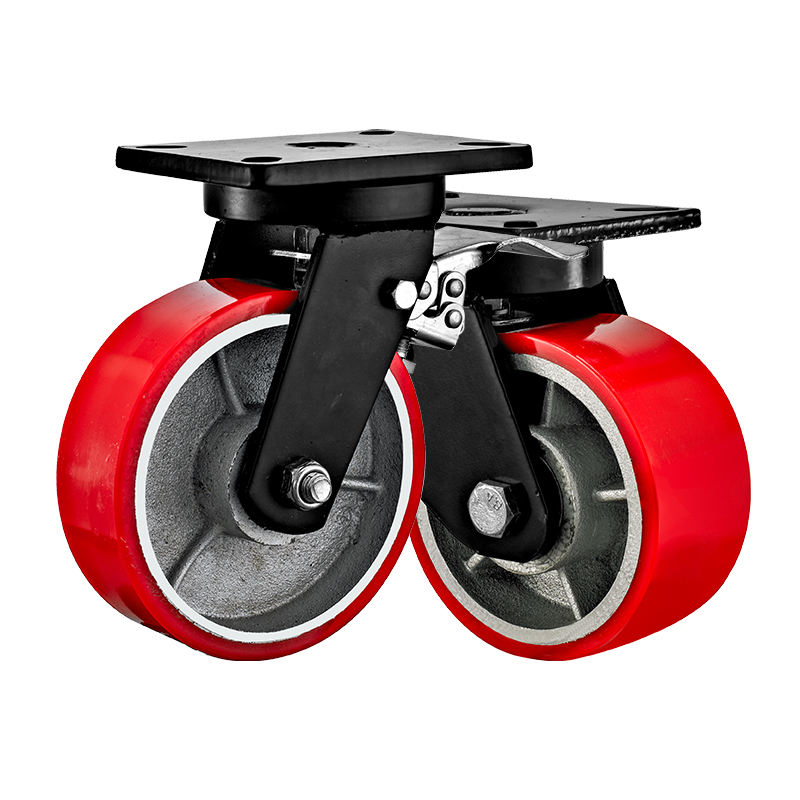 Heavy Duty 3000kg PU Polyurethane Caster 4 5 6 8 10 12 Inch Cast Iron Core Wheels for Machinery Industrial Trolley