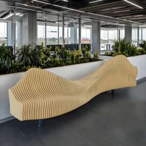 Silla de espera de madera paramétrica personalizada de diseño moderno para oficina, vestíbulo, aeropuerto, centro comercial, para recepción y áreas de espera - Product Image 1