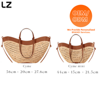 Sacs à main en cuir véritable LZ avec logos personnalisés, sacs à bandoulière pour femmes, petit sac fourre-tout en raphia tressé, sac de voyage, sac hobo, sac à poignée supérieure en forme de croissant