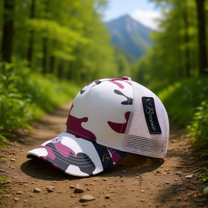 Cappellino trucker mimetico Bonnie in tessuto a rete traspirante a 6 pannelli per adulti, protezione solare per esterni, primavera estate, cappello casual - Product Image 2