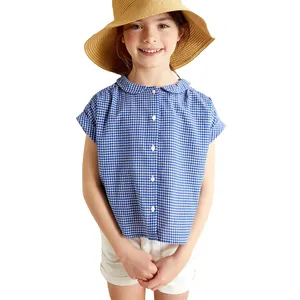 Camisetas unisex para niños, camisetas transpirables de algodón a cuadros de cuello alto para jóvenes, estilo informal de talla grande para niños y niñas, técnica de tinte